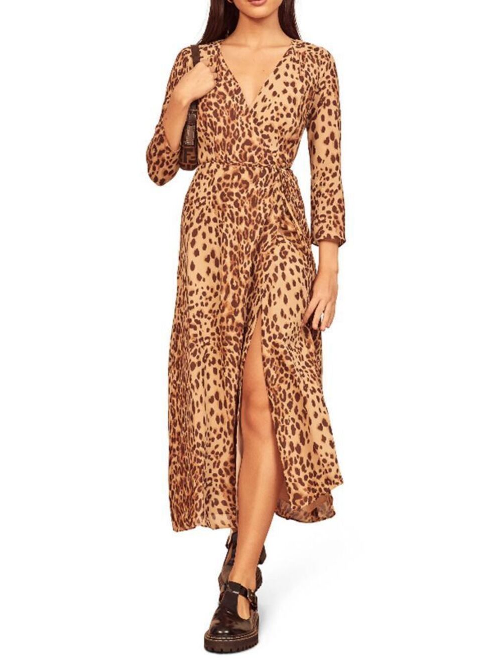 New Reformation Alessandra Leopard Print Wrap Dress Size XS